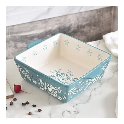  Wisenvoy Baking Dish 8x8 Baking Pan Brownie Pan Casserole Dish Hand-Painted Casserole Dishes For Oven Lasagna Pan