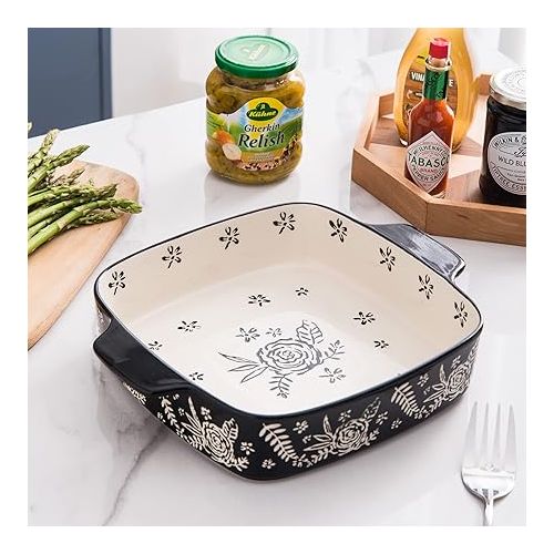  Wisenvoy Baking Dish Ceramic Brownie Pan 9x9 Baking Pan Casserole Dish Lasagna Pan Square Rose Dish Pan Bakeware Sets