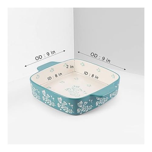  Wisenvoy Baking Dish 9x9 Baking Pan Ceramic Brownie Pan Casserole Dish 2-pecs Lasagna Pan Square Bakeware Sets Dish Pan