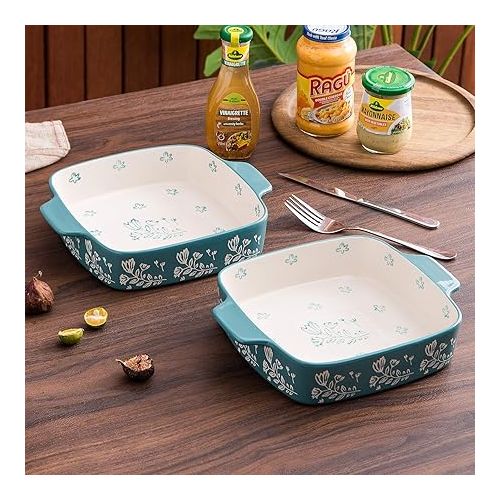  Wisenvoy Baking Dish 9x9 Baking Pan Ceramic Brownie Pan Casserole Dish 2-pecs Lasagna Pan Square Bakeware Sets Dish Pan