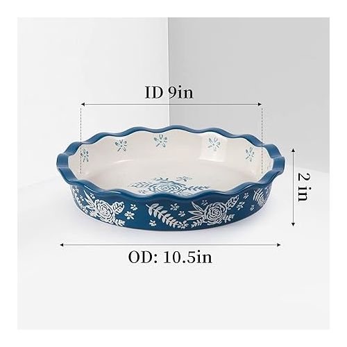  Wisenvoy Pie Pan Ceramic Pie Dish Pie Plate Deep Dish Pie Pan Non-Stick Pie Pans for Baking Pie Pans Pie Dishes