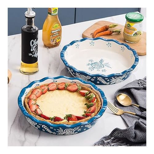  Wisenvoy Pie Pan Ceramic Pie Dish Pie Plate Deep Dish Pie Pan Non-Stick Pie Pans for Baking Pie Pans Pie Dishes