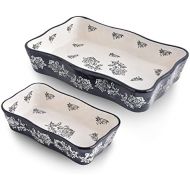 [아마존베스트]Wisenvoy Baking Dish Ceramic Bakeware Sets Lasagna Pan 2-pcs Casserole Dish Bakeware Baking Dishes Black Baking Set