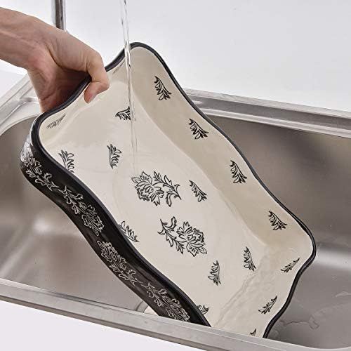  [아마존베스트]Wisenvoy Baking Dish Ceramic Bakeware Sets Lasagna Pan 2-pcs Casserole Dish Bakeware Baking Dishes Black Baking Set