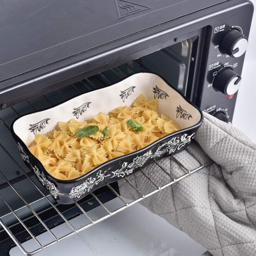  [아마존베스트]Wisenvoy Baking Dish Ceramic Bakeware Sets Lasagna Pan 2-pcs Casserole Dish Bakeware Baking Dishes Black Baking Set