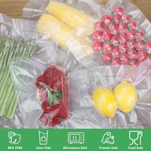  WISH Vacuum Sealer Bags Rolls Compatible with FoodSaver 4-Pack 11 Inch x 25 Feet Vacuum Seal Rolls Fit Inside Machine Embossed BPA-Free for Sous Vide or Food Storage (Total 100 Fee