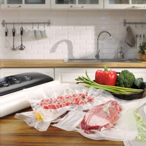  WISH Vacuum Sealer Bags Rolls Compatible with FoodSaver 4-Pack 11 Inch x 25 Feet Vacuum Seal Rolls Fit Inside Machine Embossed BPA-Free for Sous Vide or Food Storage (Total 100 Fee