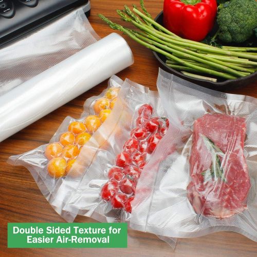  WISH Vacuum Food Storage Saver Bags Rolls (3 Rolls), 11 Inch X 16 Feet Fit Inside Machine Double-Side Textured Food Grade Vacuum Sealer Bags Rolls Compatible with FoodSaver Sous Vi