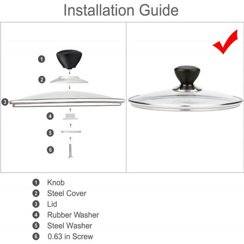  WishDirect Tempered Glass Lid Compatible with Instant Pot 8 Quart, Universal Electric Pressure Cooker Lid with Heat-resistant Handle Knobs - 10 Inch