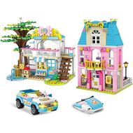 WishaLife Friends Beach House and Pizzeria Building Toy Set, with Open-top Car, Motorboat, Pretend Play Toy Gift for Kids Girls Boys Ages 6+