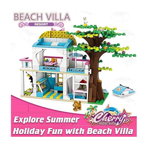  WishaLife Friends Beach House and Pizzeria Building Toy Set, with Open-top Car, Motorboat, Pretend Play Toy Gift for Kids Girls Boys Ages 6+