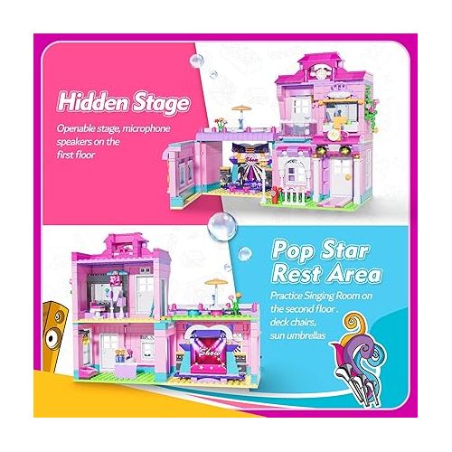  WishaLife Friends Star House Toy Building Blocks Set for Girls Age 6-12, Creative Birthday Christmas Toys Gift for Kids 6+ Year Old (789 Pieces)