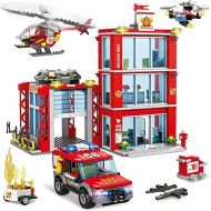 WishaLife City Fire Station Building Blocks Set, Fire Truck, Helicopter, Drone, Rescue Gear, Fire Command Center Playset, Firefighters Roleplay Toy Gifts for Kids Boys Girls Ages 6+ (744 Pieces)