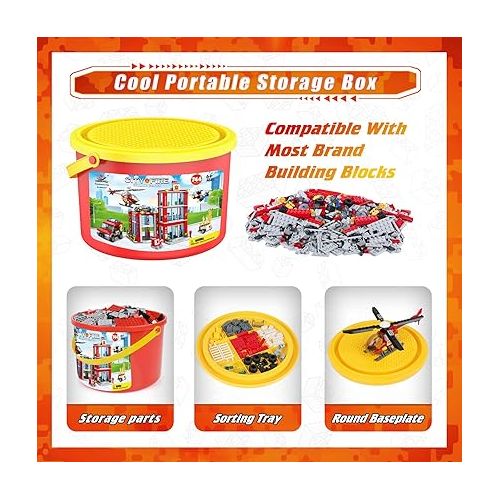  WishaLife City Fire Station Building Blocks Set, Fire Truck, Helicopter, Drone, Rescue Gear, Fire Command Center Playset, Firefighters Roleplay Toy Gifts for Kids Boys Girls Ages 6+ (744 Pieces)