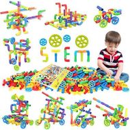 WishaLife 250 Pieces Tube Toys, Sensory Toys, Toy Pipe, Tube Locks Set, Tubular Spout Construction Building Blocks Set, Educational STEM Building Learning Toys with Wheels for Kids