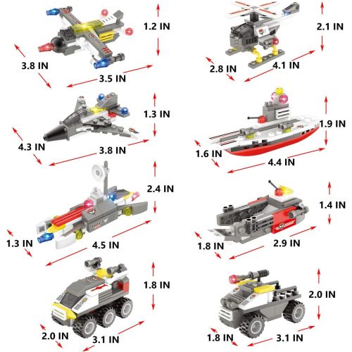  WishaLife 932 Pieces Tank Building Blocks Set, Military Army Armored Fighting Vehicle Model Building Toy, with Helicopter, Boat, Car, Storage Box with Baseplates Lid, Present Gift for Kids B