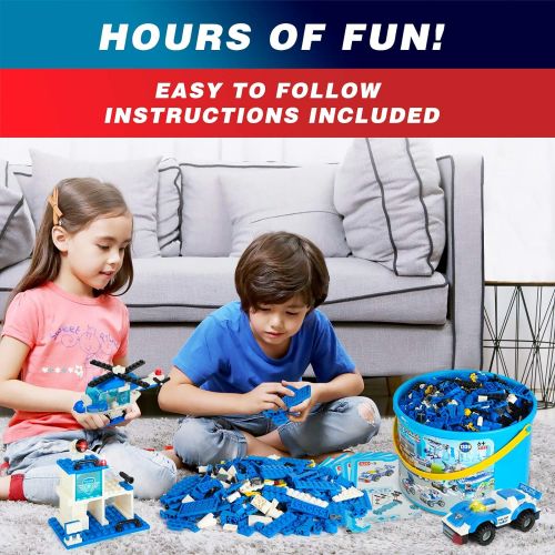  WishaLife City Police Station & Mobile Command Center Truck Building Toy with Police Car, Police Helicopter, Patrol Boat, Best Education Learning & Roleplay Toys Gift for Boys and Girls Age