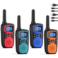 Walkie Talkies for Adults Long Range-Wishouse Handheld 2 Way Radios Rechargeable,Hiking Accessories Camping Xmas Birthday Gift for Kids with Lamp,SOS Siren,NOAA Weather Alert,VOX,Easy to Use 4 Pack