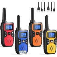 Wishouse Walkie Talkies for Adults Long Range-Handheld 2 Way Radios Rechargeable,Hiking Accessories Camping Gear Xmas Birthday Gift for Kids with Lamp,SOS Siren,NOAA Weather Alert,Easy to Use 4 Pack