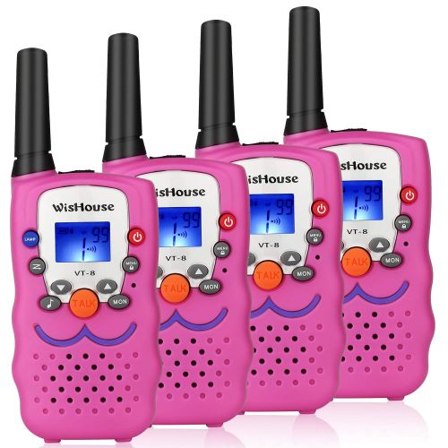  Wishouse Easy Use Walkie Talkies for Kids, Hot Toys for Boys and Girls, Walky Talky with 3 Miles Long Range for Indoor and Outdoor Activities(VT-8 Pink, 2 Pairs)