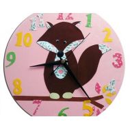 WithHugsandKisses Fox Clock / Nursery Decor - Pink, Blue