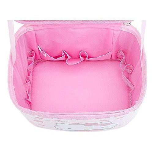  WithJu Beauty Hello Kitty Square Travel Pouch, Makeup Bags, Womens Makeup Toiletry Storage, Cosmetic Case with Brush Organizer, Travel Cosmetic Bag for Women Girls, 9 x 6 x 7, Pink