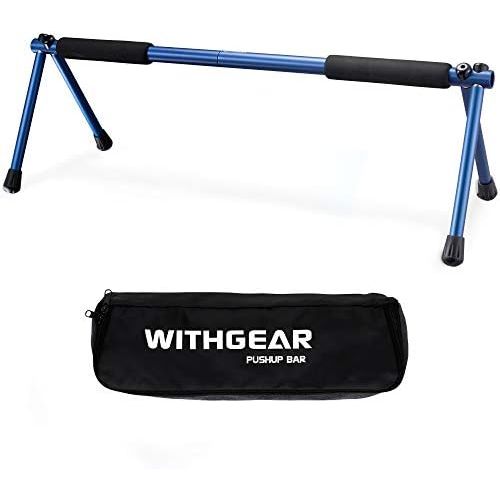  Withgear Folding Push Up Bar - Portable and Lightweight Sturdy Duralumin Metal Push Up Bars and Indoor and Outdoor Parallette Bar for Men and Women