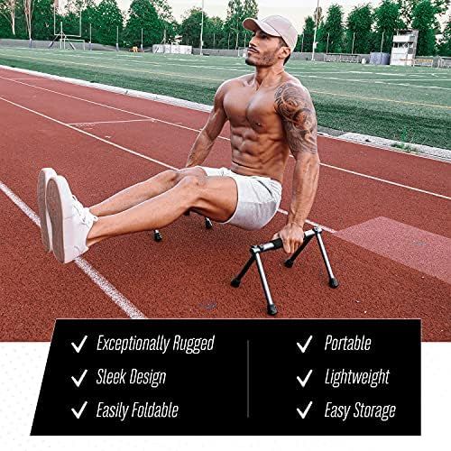  Withgear Folding Push Up Bar - Portable and Lightweight Sturdy Duralumin Metal Push Up Bars and Indoor and Outdoor Parallette Bar for Men and Women