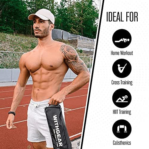  Withgear Folding Push Up Bar - Portable and Lightweight Sturdy Duralumin Metal Push Up Bars and Indoor and Outdoor Parallette Bar for Men and Women