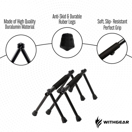  Withgear Folding Push Up Bar - Portable and Lightweight Sturdy Duralumin Metal Push Up Bars and Indoor and Outdoor Parallette Bar for Men and Women