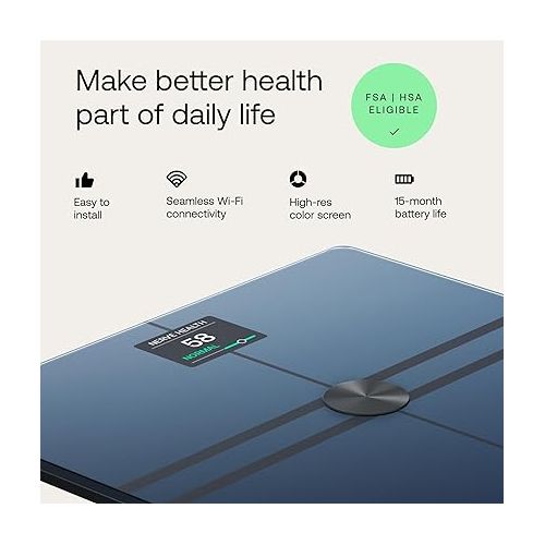  WITHINGS Body Comp - Scale for Body Weight and Complete Body Analysis, Wi-Fi & Bluetooth, Baby Digital Scale, Accurate Visceral Fat, Heart Health, Scales Compatible with Apple, FSA/HSA