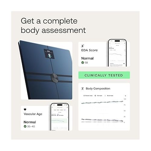  WITHINGS Body Comp - Scale for Body Weight and Complete Body Analysis, Wi-Fi & Bluetooth, Baby Digital Scale, Accurate Visceral Fat, Heart Health, Scales Compatible with Apple, FSA/HSA