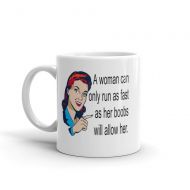 WitticismsRus Funny coffee mug, retro woman, big boobs, I cant run, rude mug, sarcasm, sassy mug, retro mug, boobs are too big to run, fitness humor, run