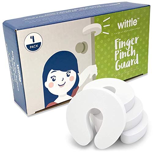  [아마존베스트]Wittle Finger Pinch Guard - 4pk. Baby Proofing Doors Made Easy with Soft Yet Durable Foam Door Stopper. Prevents Finger Pinch Injuries, Slamming Doors, and Child or Pet from Gettin