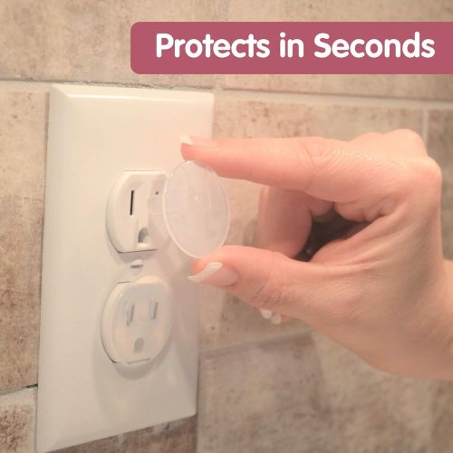  [아마존베스트]Wittle Self Closing Outlet Covers (6 White) Plus 12 Clear Plug Cover Outlet Protectors - Baby Proofing...