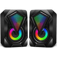 [아마존베스트]Computer Speakers Wiwipenda X2 Wired PC Speaker 2.0 USB Gaming Powered Stereo Mini Multimedia Volume Control with RGB Lights 3.5mm Aux Input for Phone Tablets Desktop Laptop