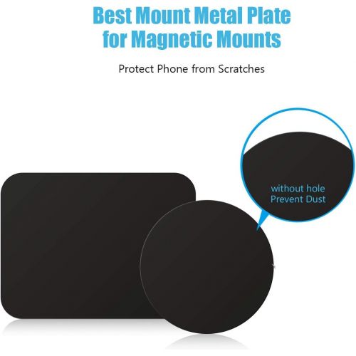  [아마존베스트]WizGear Mount Metal Plate with Adhesive for MagneticCradle-less Mount - 4 Pack, 2 Rectangle and 2 Round (Compatible with Magnetic Mounts) Black