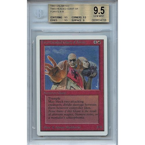  Wizards of the Coast MTG Unlimited Two-Headed Giant of Foriys BGS 9.5 Gem Mint Card WOTC 4708