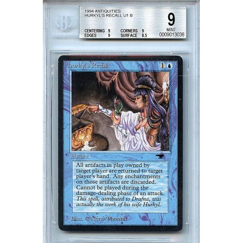  Wizards of the Coast MTG Antiquities Hurkyls Recall BGS 9.0 (9) Mint Card Magic Gathering WOTC 3036