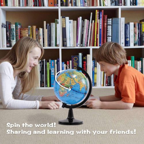  [아마존베스트]Wizdar 4 World Globe for Kids Learning, Educational Rotating World Map Globes Mini Size Decorative Earth Children Globe for Classroom Geography Teaching, Desk & Office Decoration-4