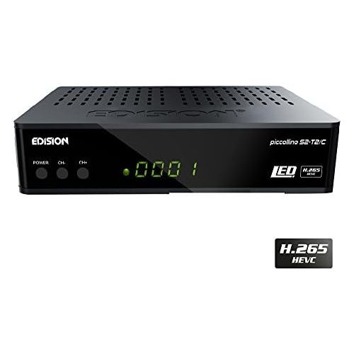  Wlanabel Edison Piccollino S2+T2/C Full HD Satellite Cable Receiver FTA HDTV DVB S2/C/T2 (HDMI, AV, USB 2.0, Display, IR Eye, CA, LAN) German Pre Printed Includes WiFi Label and HDMI Cable