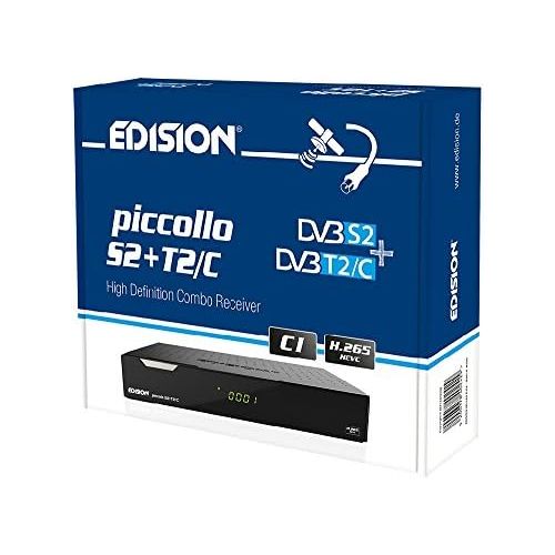  Wlanabel Edison Piccollo S2+T2/C Full HD Satellite Cable Receiver FTA HDTV DVB S2/C/T2 (HDMI, AV, USB 2.0, Display, CA, CI, LAN) German Pre Measured with WLAN Cable and HDMI Cable