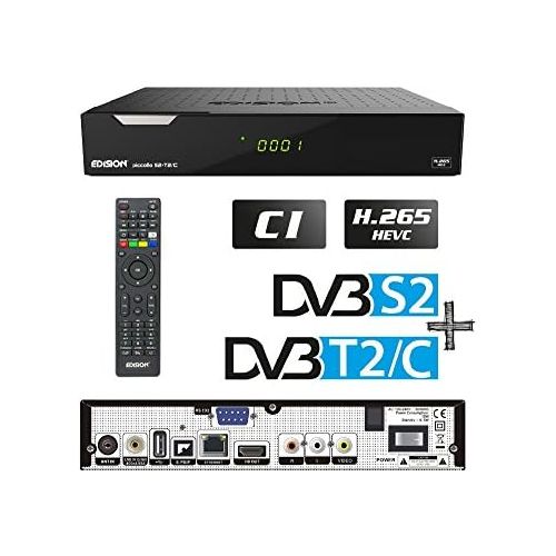  Wlanabel Edison Piccollo S2+T2/C Full HD Satellite Cable Receiver FTA HDTV DVB S2/C/T2 (HDMI, AV, USB 2.0, Display, CA, CI, LAN) German Pre Measured with WLAN Cable and HDMI Cable