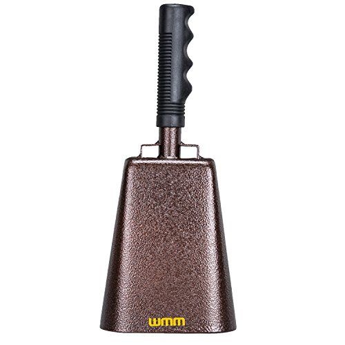  Wmm 10 Inch Steel Cowbell with Handle Cheering Bell for Sports Events Large Solid School Bells & Chimes Percussion Musical Instruments Call Bell Alarm(Copper)