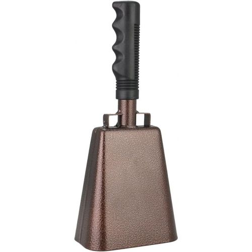  Wmm 10 Inch Steel Cowbell with Handle Cheering Bell for Sports Events Large Solid School Bells & Chimes Percussion Musical Instruments Call Bell Alarm(Copper)