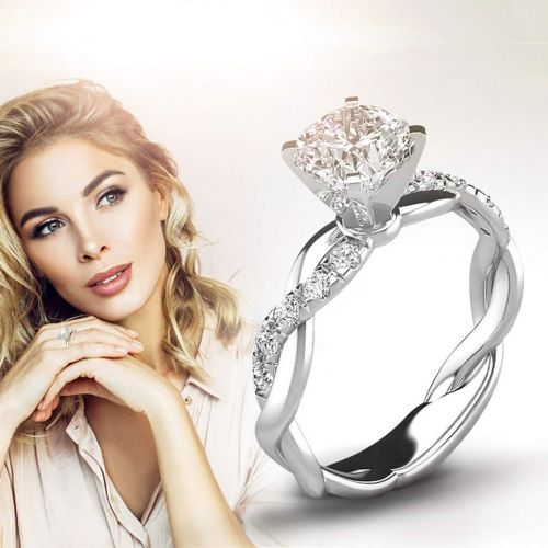  WoCoo Women Ring Bridal Cubic Zirconia Diamond Engagement Promise Rings Jewelry Gift