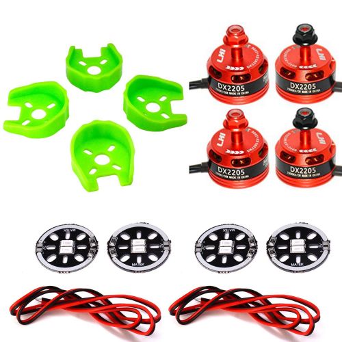  Woafly LHI DX2205 2300KV RC Brushless Motor + 4 Pcs Motors Protected Base +4 Pcs LED Circle Board for FPV Racing Drones (2CW + 2CCW)