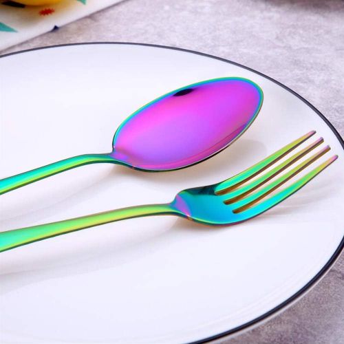  [아마존베스트]Woaiwo-q Silverware Set,20-Piece Stainless Steel Flatware Set,Tableware Set,Dinnerware Set Service for 4 (Rainbow Multicolor）