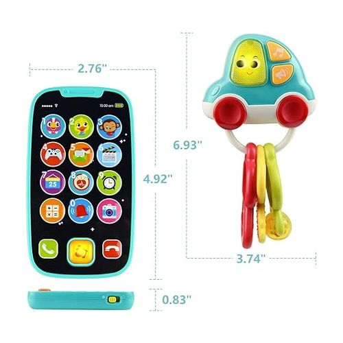  Baby Cell Phone Toys for 1 Year Old Gifts,First Learning Baby Toy for 12-18 Months,Educational Preschool Pretend Play Set with Flashing Lights and Sounds