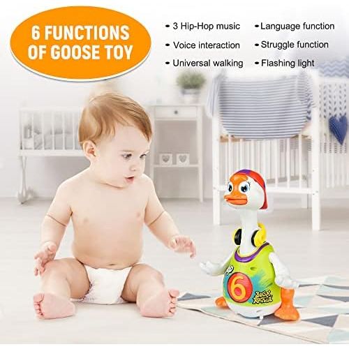  Woby Hip Hop Dancing Walking Swing Goose Musical Educational Gift Toy for 1 Year Old Toddlers Green